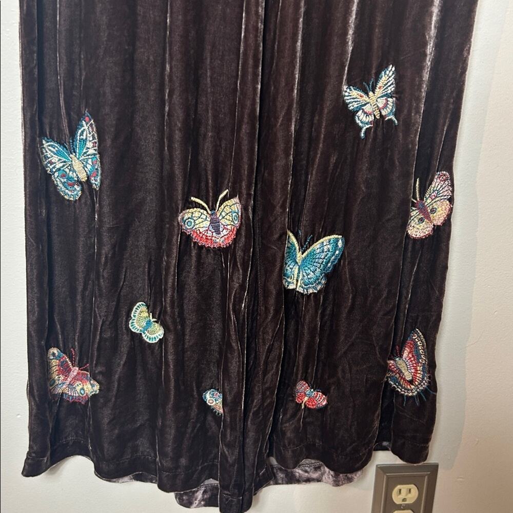 NWT Johnny Was Luciana brown velvet butterfly embroidered wide leg pants, XXL - Picture 5 of 11